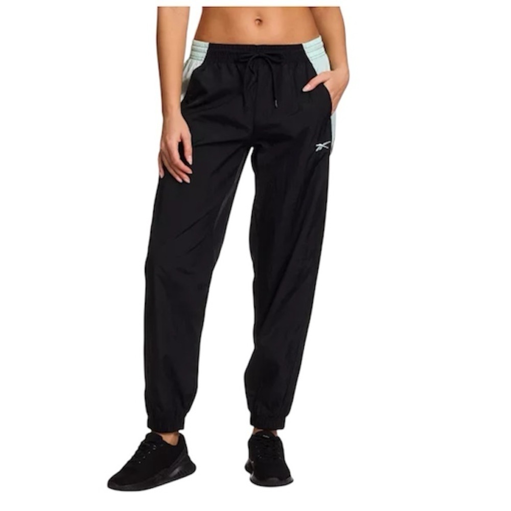Reebok Woven Joggers Black White Athletic Track Pants Women Small NWT